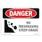 Signmission OSHA Danger Sign, 10" Height, 14" Width, Rigid Plastic, No Trespassing Steep Grade, Landscape OS-DS-P-1014-L-1785 - alternate 1
